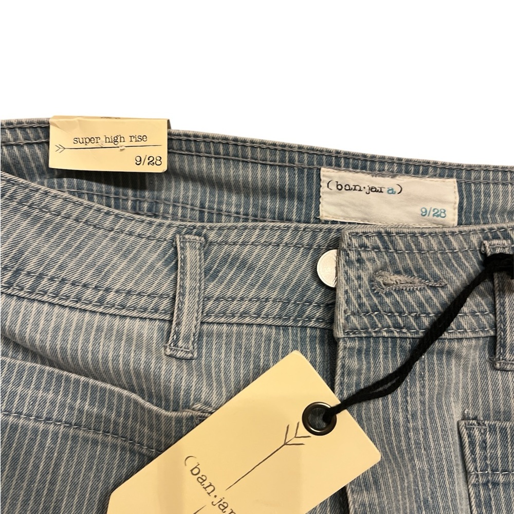 Banjara Denim Striped Wide Leg Jeans with distressed hem for Women - Picture 7 of 7